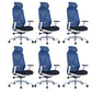 Modern Adjustable Arms Computer Chair with Wheels Nylon Desk Chair Blue 6 Piece Set With Headrest Clearhalo 'furn' 'furn_office_chair' 'Furniture' 'Office Chairs' 'Office Furniture' 'office_chair' 5819694