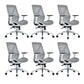 Modern Adjustable Arms Computer Chair with Wheels Nylon Desk Chair Grey 6 Piece Set Without Headrest Clearhalo 'furn' 'furn_office_chair' 'Furniture' 'Office Chairs' 'Office Furniture' 'office_chair' 5819696