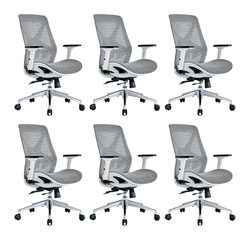 Modern Adjustable Arms Computer Chair with Wheels Nylon Desk Chair Grey 6 Piece Set Without Headrest Clearhalo 'furn' 'furn_office_chair' 'Furniture' 'Office Chairs' 'Office Furniture' 'office_chair' 5819696