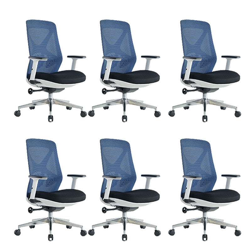 Modern Adjustable Arms Computer Chair with Wheels Nylon Desk Chair Blue 6 Piece Set Without Headrest Clearhalo 'furn' 'furn_office_chair' 'Furniture' 'Office Chairs' 'Office Furniture' 'office_chair' 5819697
