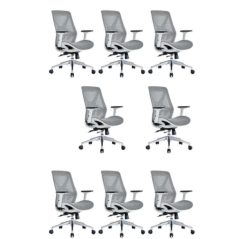 Modern Adjustable Arms Computer Chair with Wheels Nylon Desk Chair Grey 8 Piece Set Without Headrest Clearhalo 'furn' 'furn_office_chair' 'Furniture' 'Office Chairs' 'Office Furniture' 'office_chair' 5819702