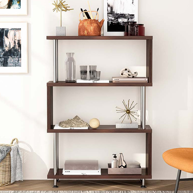 11.81" Wide Engineered Wood Geometric Bookcase Contemporary Metal and Wood Bookcase Clearhalo 'Bookcases' 'furn' 'furn_bookcases' 'Furniture' 'Office Furniture' 5819822