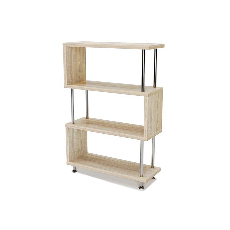 11.81" Wide Engineered Wood Geometric Bookcase Contemporary Metal and Wood Bookcase 31.5"L x 11.8"W x 45.7"H Natural Clearhalo 'Bookcases' 'furn' 'furn_bookcases' 'Furniture' 'Office Furniture' 5819824