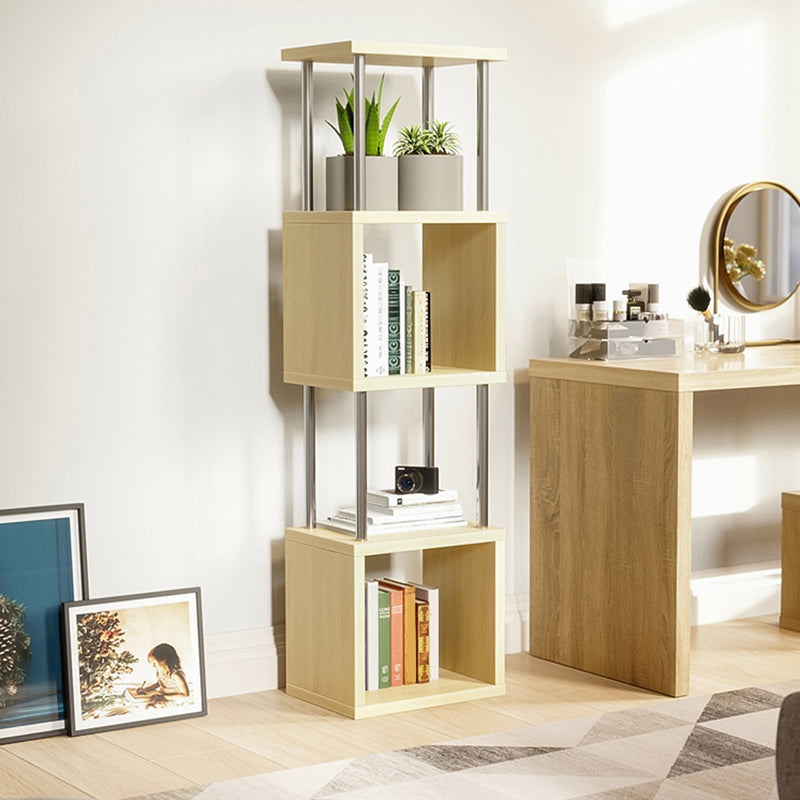 11.81" Wide Engineered Wood Geometric Bookcase Contemporary Metal and Wood Bookcase Clearhalo 'Bookcases' 'furn' 'furn_bookcases' 'Furniture' 'Office Furniture' 5819825