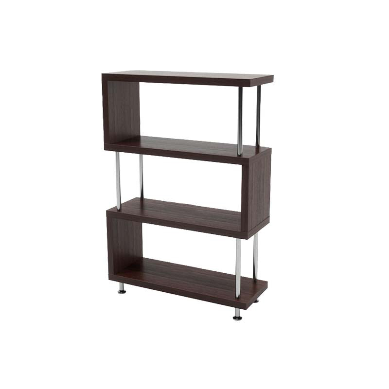 11.81" Wide Engineered Wood Geometric Bookcase Contemporary Metal and Wood Bookcase 31.5"L x 11.8"W x 45.7"H Walnut Clearhalo 'Bookcases' 'furn' 'furn_bookcases' 'Furniture' 'Office Furniture' 5819827