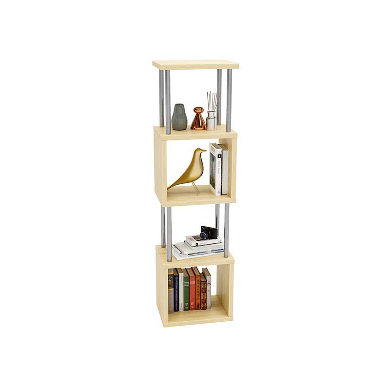 11.81" Wide Engineered Wood Geometric Bookcase Contemporary Metal and Wood Bookcase 15.7"L x 11.8"W x 57.1"H Natural Clearhalo 'Bookcases' 'furn' 'furn_bookcases' 'Furniture' 'Office Furniture' 5819828