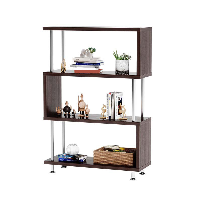 11.81" Wide Engineered Wood Geometric Bookcase Contemporary Metal and Wood Bookcase Clearhalo 'Bookcases' 'furn' 'furn_bookcases' 'Furniture' 'Office Furniture' 5819829