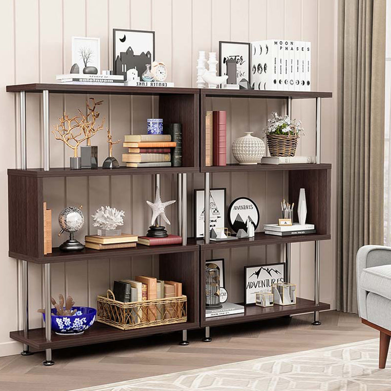 11.81" Wide Engineered Wood Geometric Bookcase Contemporary Metal and Wood Bookcase Clearhalo 'Bookcases' 'furn' 'furn_bookcases' 'Furniture' 'Office Furniture' 5819834
