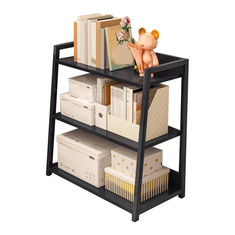 11.81" Wide Ladder Bookshelf Contemporary Metal and Wood Bookcase 23.6"L x 11.8"W x 27.2"H Black Clearhalo 'Bookcases' 'furn' 'furn_bookcases' 'Furniture' 'Office Furniture' 5819907