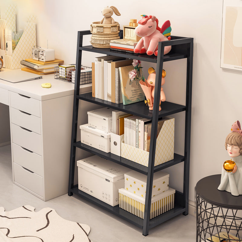 11.81" Wide Ladder Bookshelf Contemporary Metal and Wood Bookcase 23.6"L x 11.8"W x 38.2"H Black Clearhalo 'Bookcases' 'furn' 'furn_bookcases' 'Furniture' 'Office Furniture' 5819916