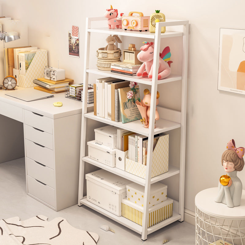 11.81" Wide Ladder Bookshelf Contemporary Metal and Wood Bookcase 19.7"L x 11.8"W x 47.2"H White Clearhalo 'Bookcases' 'furn' 'furn_bookcases' 'Furniture' 'Office Furniture' 5819921