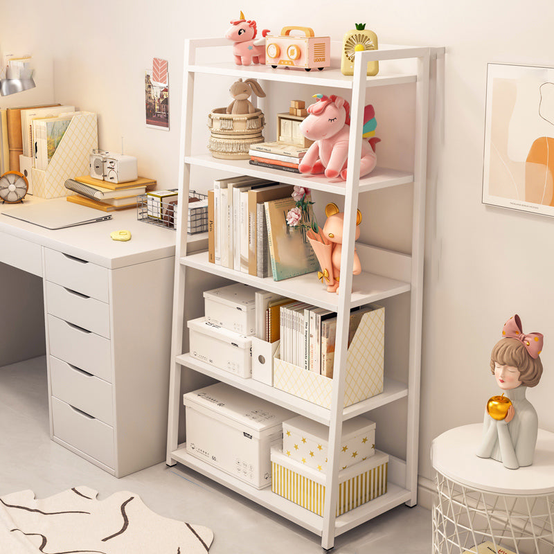 11.81" Wide Ladder Bookshelf Contemporary Metal and Wood Bookcase 24"L x 12"W x 47"H White Clearhalo 'Bookcases' 'furn' 'furn_bookcases' 'Furniture' 'Office Furniture' 5819925