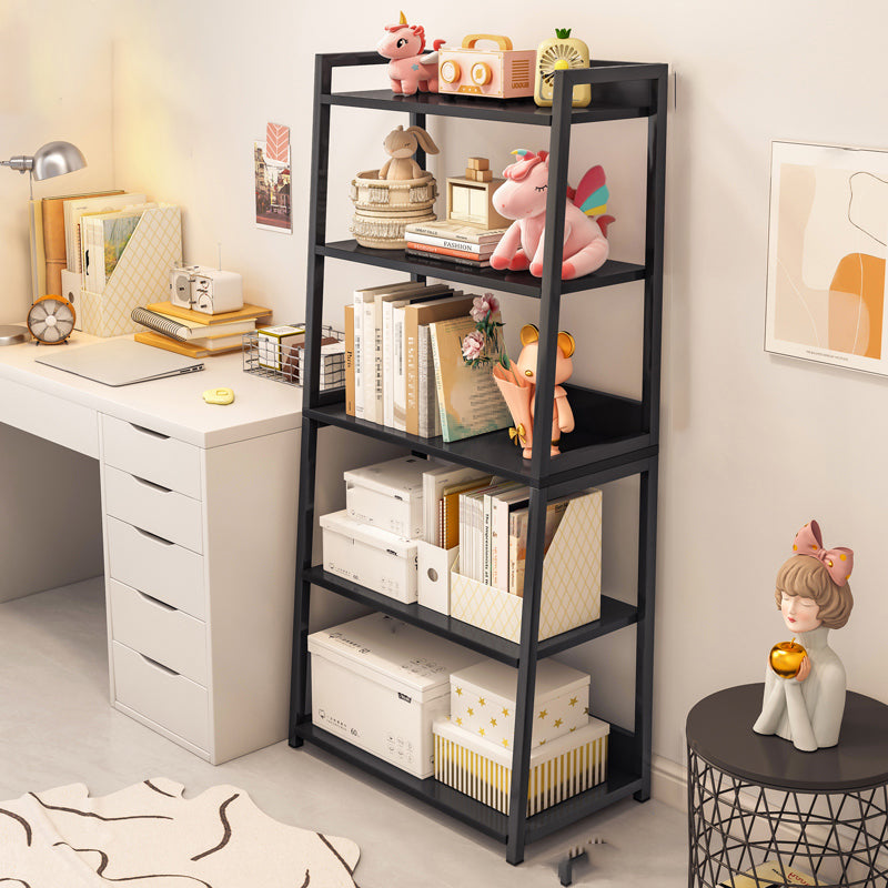 11.81" Wide Ladder Bookshelf Contemporary Metal and Wood Bookcase 20"L x 12"W x 59"H Black Clearhalo 'Bookcases' 'furn' 'furn_bookcases' 'Furniture' 'Office Furniture' 5819927