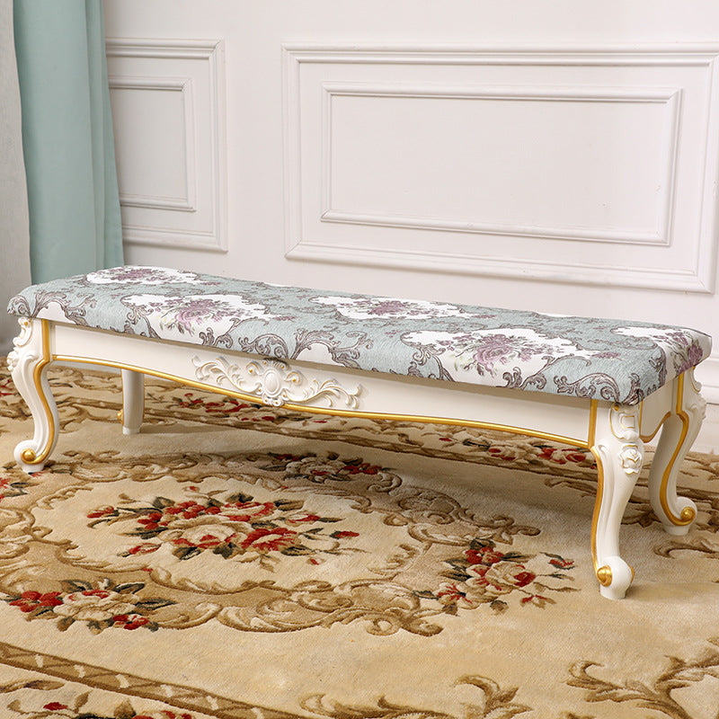 13.8" W Victorian Wood Seating Bench Cushioned Entryway Bench Clearhalo 'Benches' 'Chairs & Seating' 'furn' 'furn_benches' 'Furniture' 'Living Room Furniture' 5820144