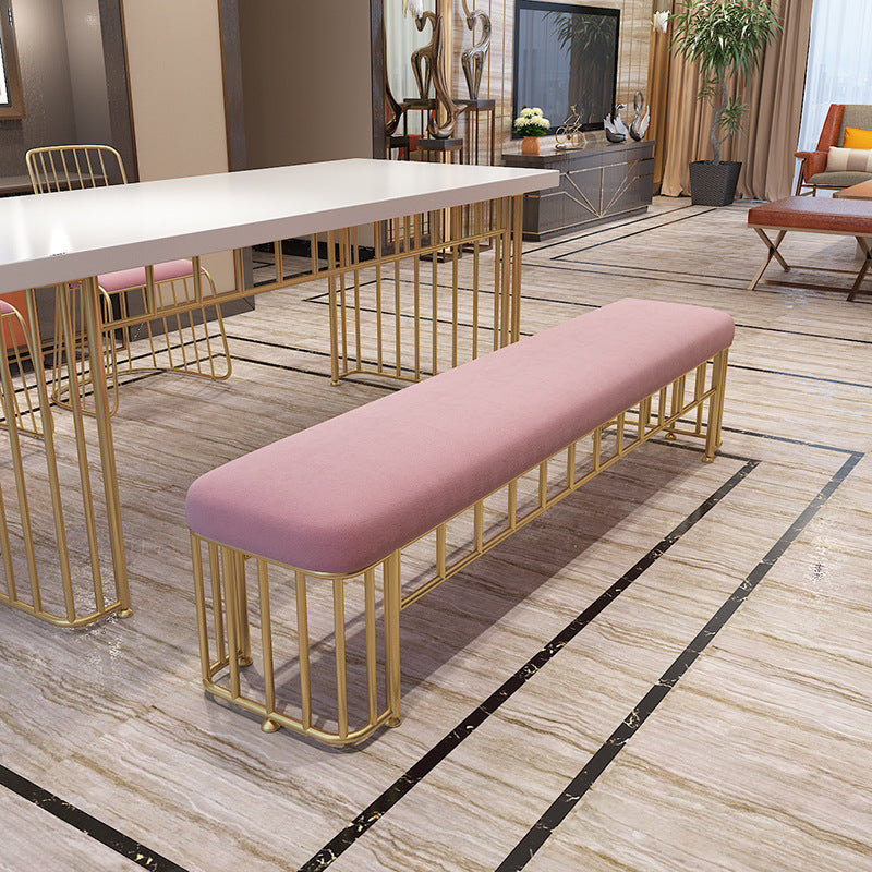 Modern Cotton Foam Bench Pink Cushioned Bench with Legs for Kitchen Clearhalo 'Benches' 'Chairs & Seating' 'furn' 'furn_benches' 'Furniture' 'Living Room Furniture' 5820182