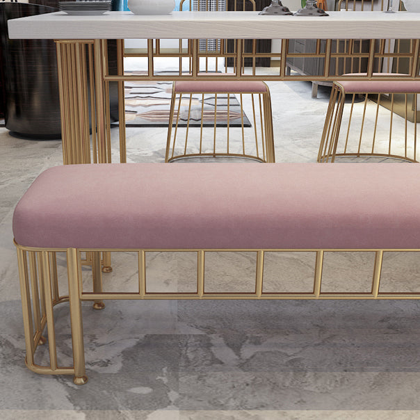 Modern Cotton Foam Bench Pink Cushioned Bench with Legs for Kitchen Clearhalo 'Benches' 'Chairs & Seating' 'furn' 'furn_benches' 'Furniture' 'Living Room Furniture' 5820186