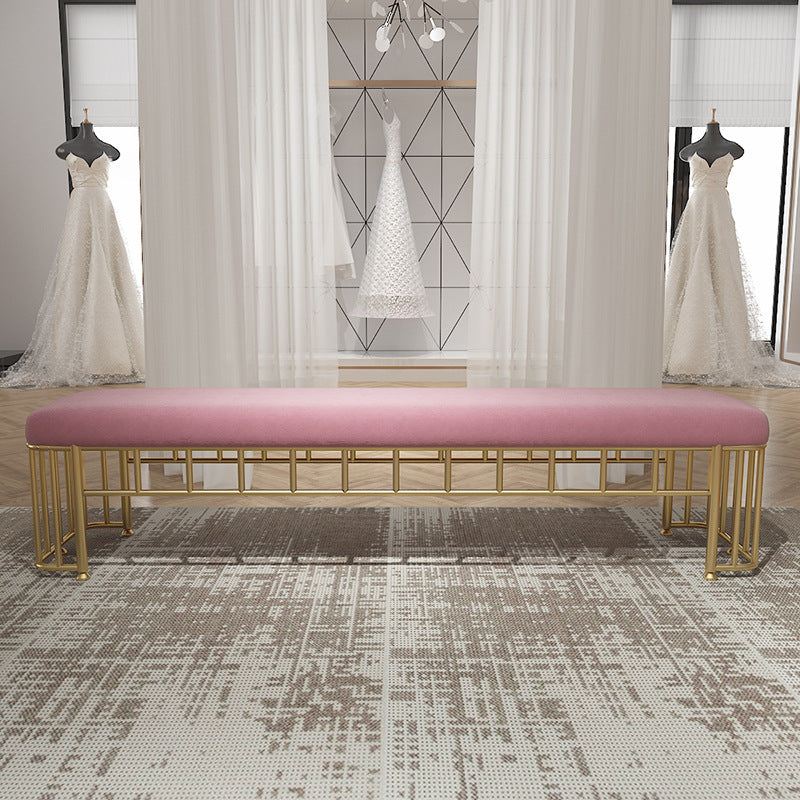 Modern Cotton Foam Bench Pink Cushioned Bench with Legs for Kitchen Clearhalo 'Benches' 'Chairs & Seating' 'furn' 'furn_benches' 'Furniture' 'Living Room Furniture' 5820188