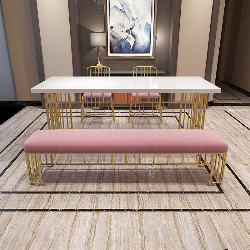 Modern Cotton Foam Bench Pink Cushioned Bench with Legs for Kitchen Clearhalo 'Benches' 'Chairs & Seating' 'furn' 'furn_benches' 'Furniture' 'Living Room Furniture' 5820189