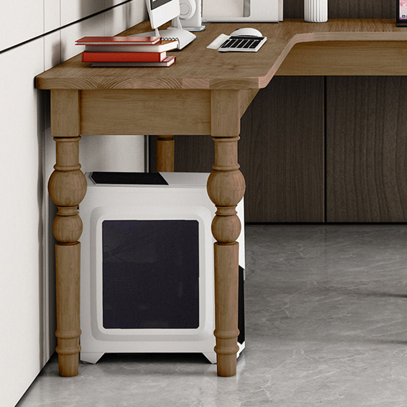 Escritorio de oficina gris de madera escritura de escritura en forma de L para dormitorio y oficina