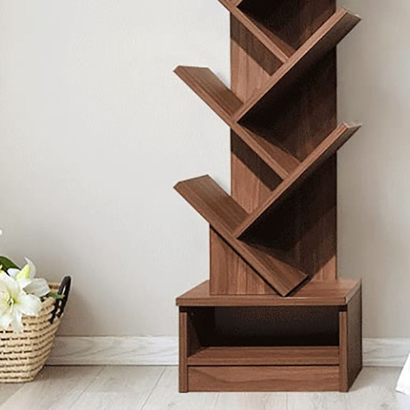 Modern Engineered Wood Bookshelf Walnut Geometric Closed Back Bookcase Clearhalo 'Bookcases' 'furn' 'furn_bookcases' 'Furniture' 'Office Furniture' 5820271