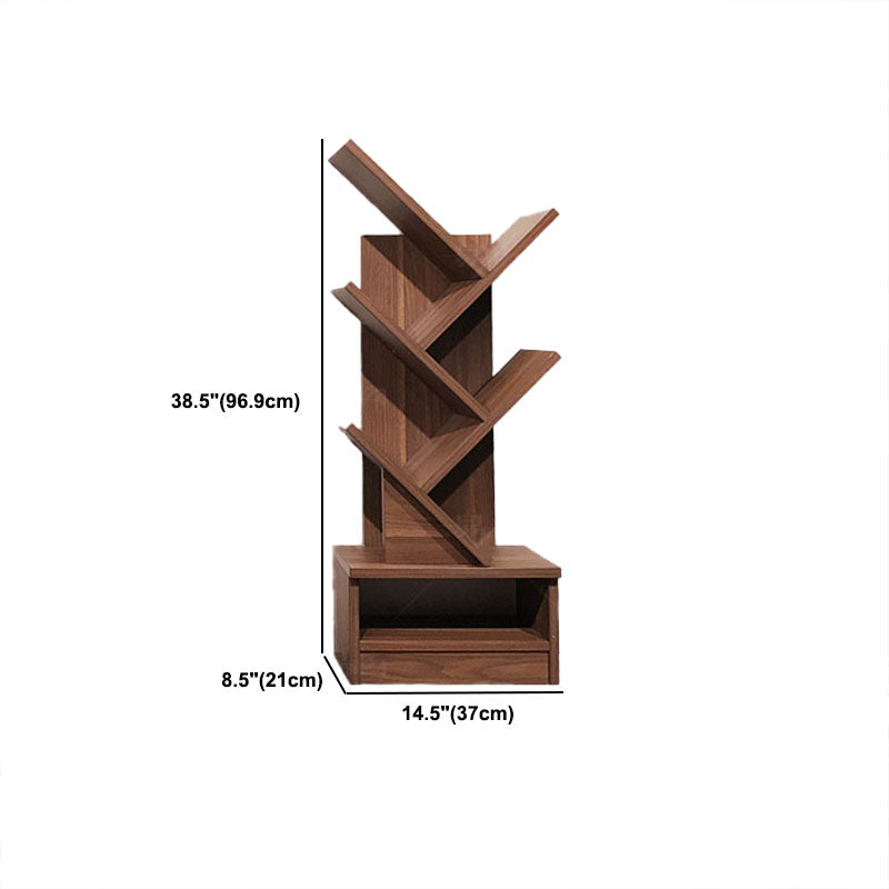 Modern Engineered Wood Bookshelf Walnut Geometric Closed Back Bookcase Clearhalo 'Bookcases' 'furn' 'furn_bookcases' 'Furniture' 'Office Furniture' 5820280