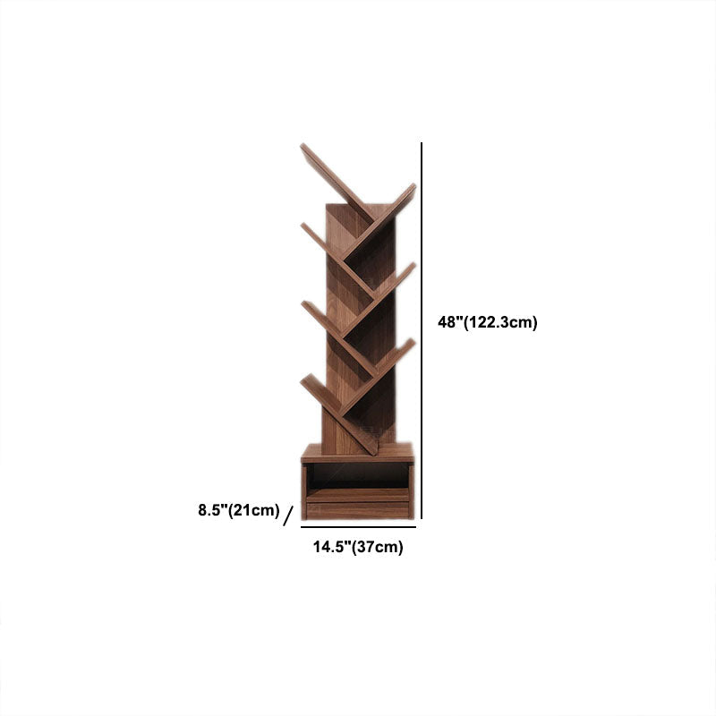 Modern Engineered Wood Bookshelf Walnut Geometric Closed Back Bookcase Clearhalo 'Bookcases' 'furn' 'furn_bookcases' 'Furniture' 'Office Furniture' 5820281