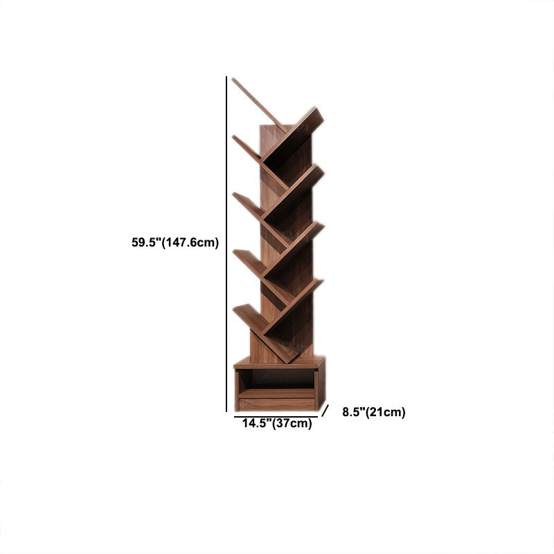 Modern Engineered Wood Bookshelf Walnut Geometric Closed Back Bookcase Clearhalo 'Bookcases' 'furn' 'furn_bookcases' 'Furniture' 'Office Furniture' 5820282