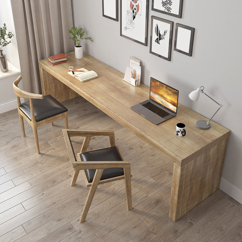 23.6" Wide Contemporary Office Desk Natural Solid Wood Writing Desk Clearhalo 'furn' 'furn_office_desk' 'Furniture' 'Office Desks' 'Office Furniture' 'office_desk' 5820386