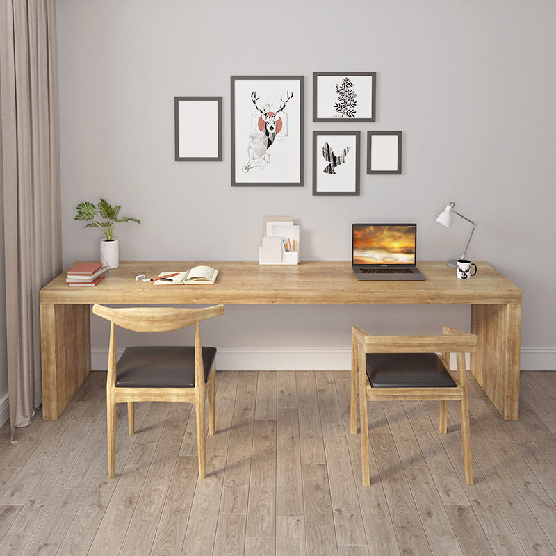 23.6" Wide Contemporary Office Desk Natural Solid Wood Writing Desk Clearhalo 'furn' 'furn_office_desk' 'Furniture' 'Office Desks' 'Office Furniture' 'office_desk' 5820388