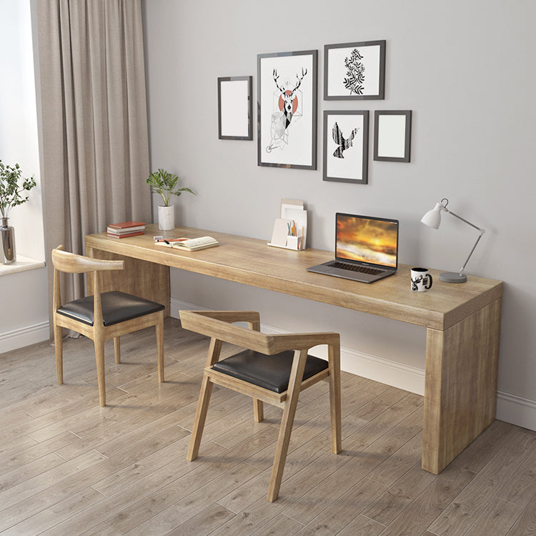 23.6" Wide Contemporary Office Desk Natural Solid Wood Writing Desk Clearhalo 'furn' 'furn_office_desk' 'Furniture' 'Office Desks' 'Office Furniture' 'office_desk' 5820389
