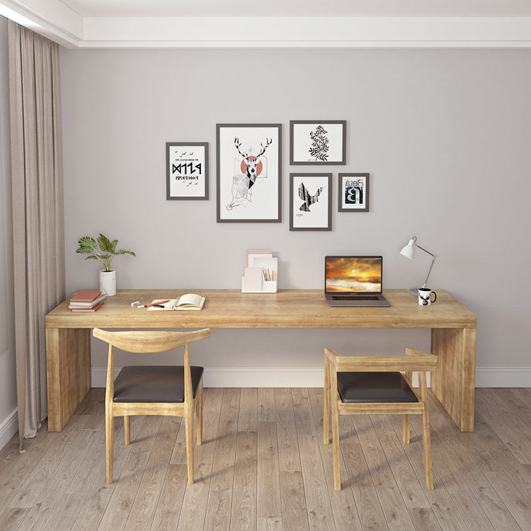 23.6" Wide Contemporary Office Desk Natural Solid Wood Writing Desk Clearhalo 'furn' 'furn_office_desk' 'Furniture' 'Office Desks' 'Office Furniture' 'office_desk' 5820393