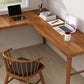 30"H Contemporary Office Desk L-Shape Solid Wood Writing Desk