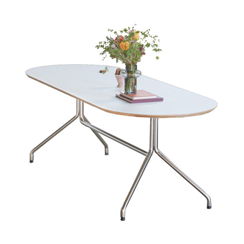 34 Inch Wide Contemporary Office Desk Oval Wooden Writing Desk White Clearhalo 'furn' 'furn_office_desk' 'Furniture' 'Office Desks' 'Office Furniture' 'office_desk' 5820489