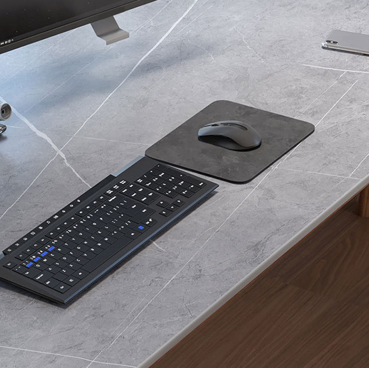 30"H Contemporary Office Desk L-Shape Ash Gray Writing Desk for Bedroom