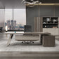 Contemporary Office Desk L-Shape Executive Desk with File Cabinet