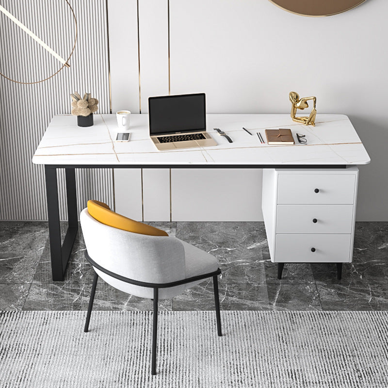 Desca di ufficio contemporanea 23.62 "scrivania rettangolare con 3-cassetti