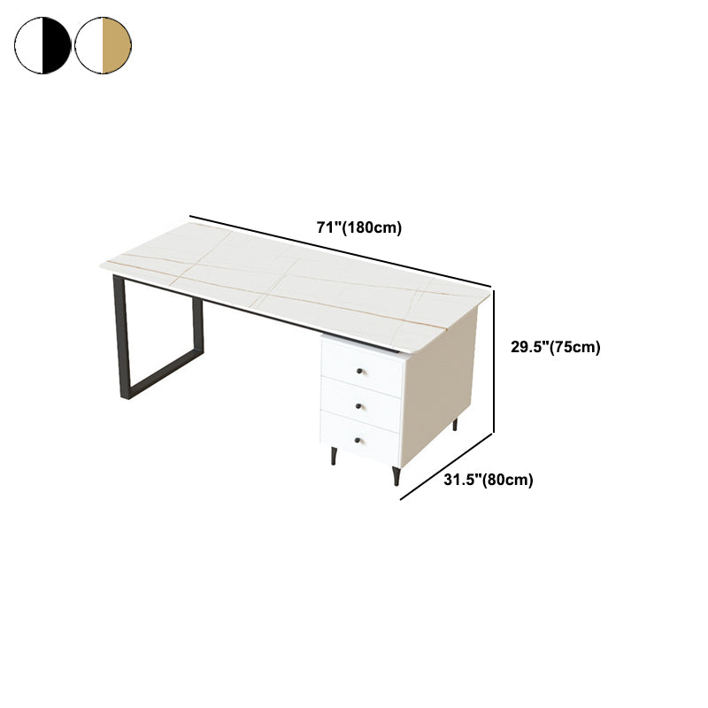 Desca di ufficio contemporanea 23.62 "scrivania rettangolare con 3-cassetti
