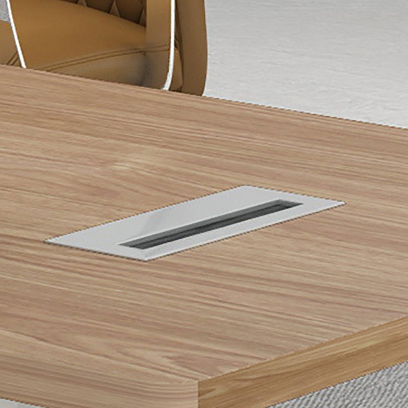 Destina di computer rettangolari di gestione dei cavi scrivania naturale con gambe metalliche