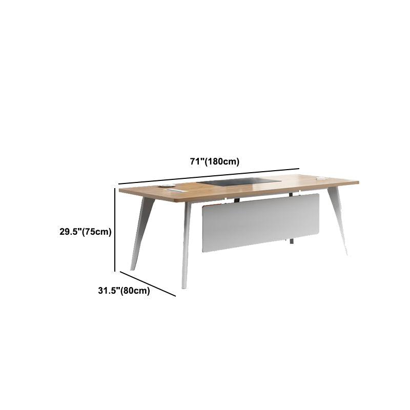 Destina di computer rettangolari di gestione dei cavi scrivania naturale con gambe metalliche
