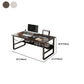 Wood and Steel Rectangular Office Table Home Office Industrial Writing Desk with Shelf