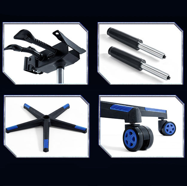 Rechteckiger Computertisch mit schwarzem Top und roten Metallbeinen im Sportstil