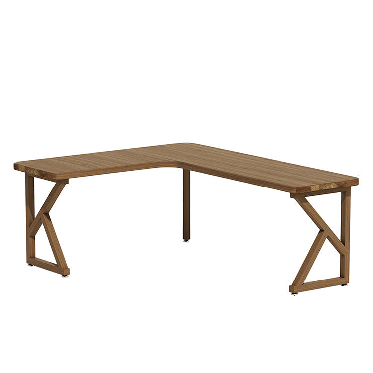 Escritorio contemporáneo de madera maciza escritorio de escritura marrón en forma de L para vivir OOM