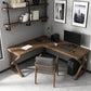 Corner Writing Desk Contemporary Style Brown Dormitory Office Desk