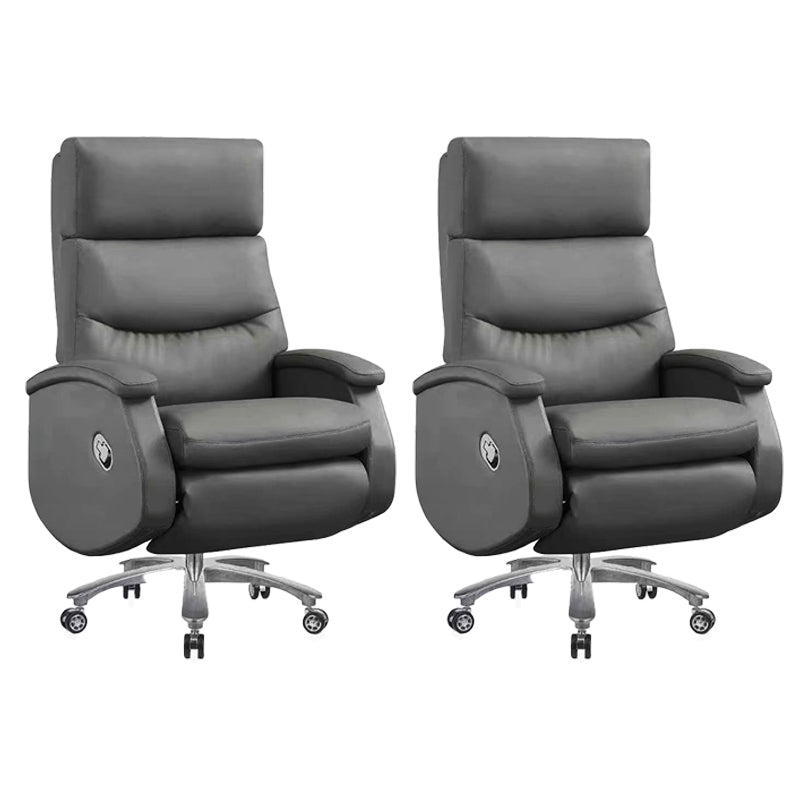Faux Leather Executive Chair High Back Swivel Arms Included Office Chair Grey 2 Piece Set Clearhalo 'furn' 'furn_office_chair' 'Furniture' 'Office Chairs' 'Office Furniture' 'office_chair' 5820890