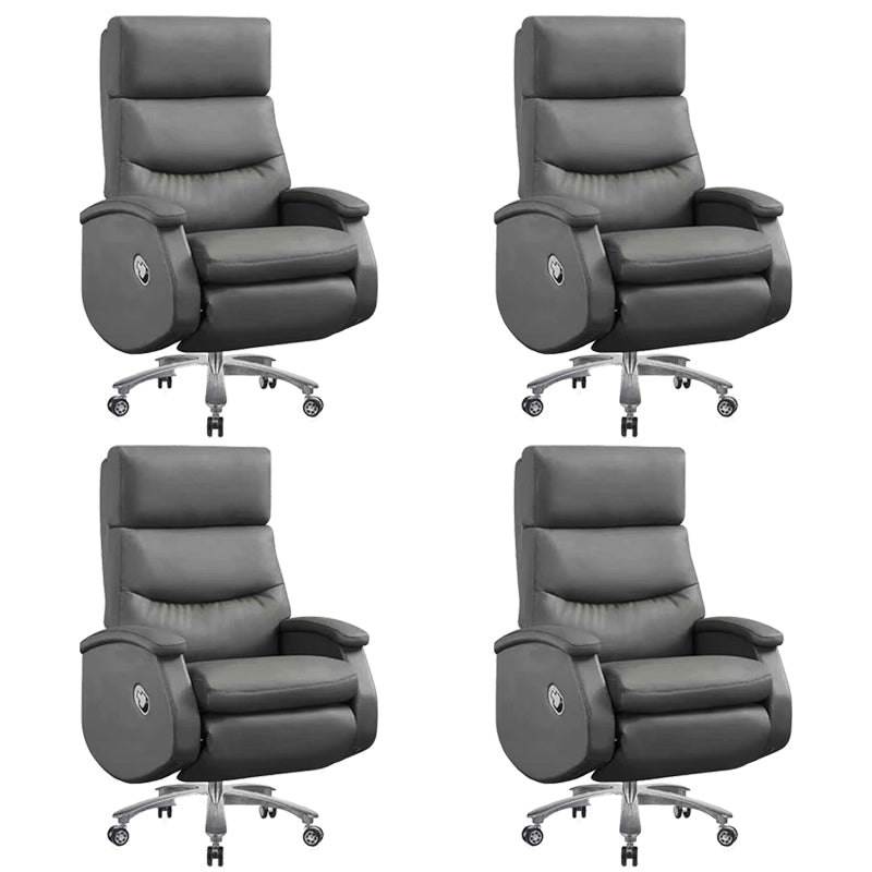 Faux Leather Executive Chair High Back Swivel Arms Included Office Chair Grey 4 Piece Set Clearhalo 'furn' 'furn_office_chair' 'Furniture' 'Office Chairs' 'Office Furniture' 'office_chair' 5820891