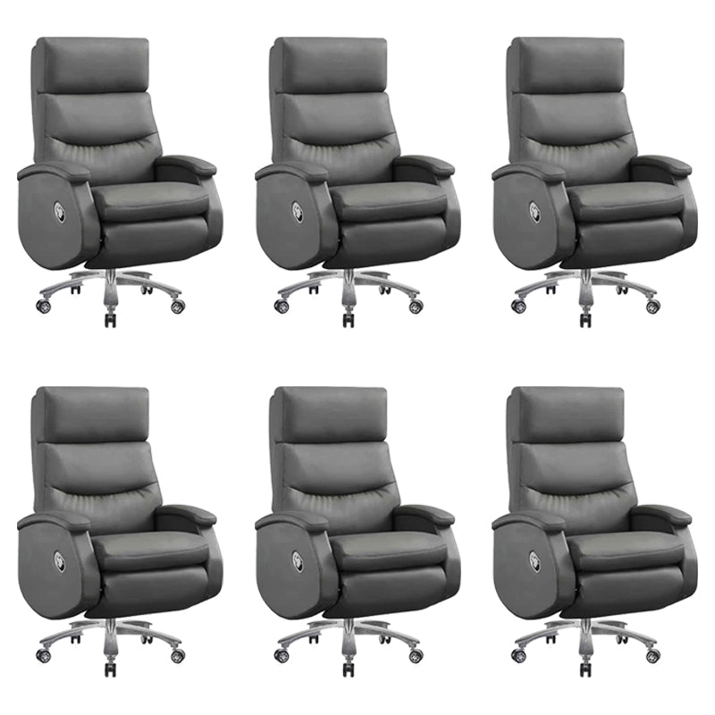 Faux Leather Executive Chair High Back Swivel Arms Included Office Chair Grey 6 Piece Set Clearhalo 'furn' 'furn_office_chair' 'Furniture' 'Office Chairs' 'Office Furniture' 'office_chair' 5820893