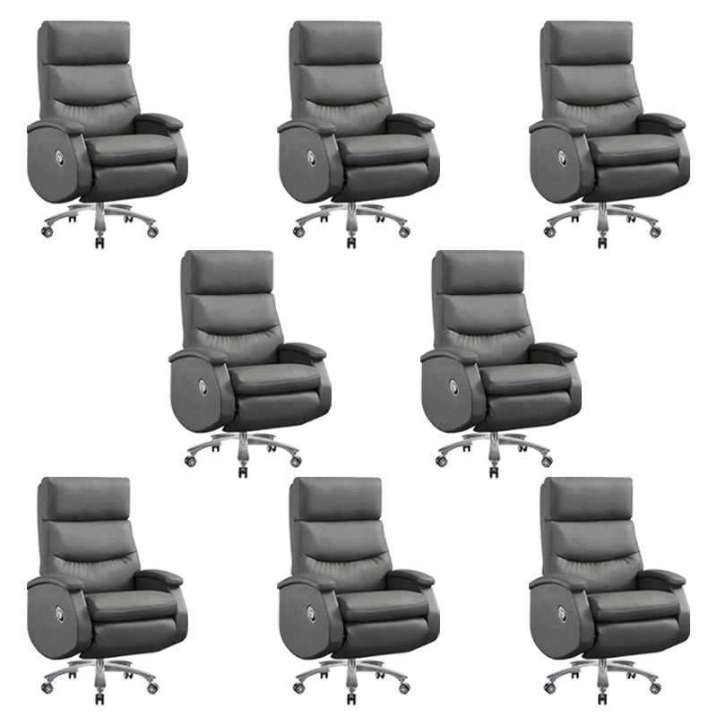 Faux Leather Executive Chair High Back Swivel Arms Included Office Chair Grey 8 Piece Set Clearhalo 'furn' 'furn_office_chair' 'Furniture' 'Office Chairs' 'Office Furniture' 'office_chair' 5820896