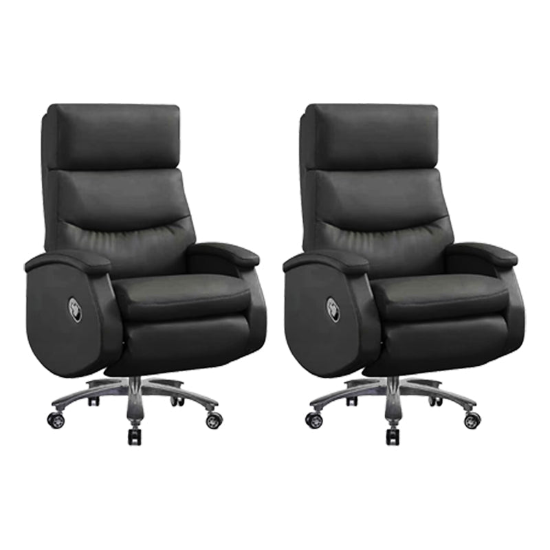 Faux Leather Executive Chair High Back Swivel Arms Included Office Chair Black 2 Piece Set Clearhalo 'furn' 'furn_office_chair' 'Furniture' 'Office Chairs' 'Office Furniture' 'office_chair' 5820899