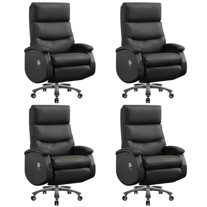 Faux Leather Executive Chair High Back Swivel Arms Included Office Chair Black 4 Piece Set Clearhalo 'furn' 'furn_office_chair' 'Furniture' 'Office Chairs' 'Office Furniture' 'office_chair' 5820901