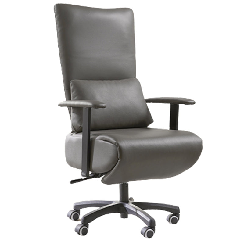 Modern Office Chair Swivel Arm Accent High-Back Leather Chair Light Gray 1 Piece Clearhalo 'furn' 'furn_office_chair' 'Furniture' 'Office Chairs' 'Office Furniture' 'office_chair' 5820936